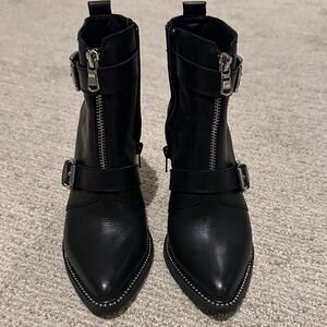 Steve Madden Black Ankle Boots with Silver Accents
